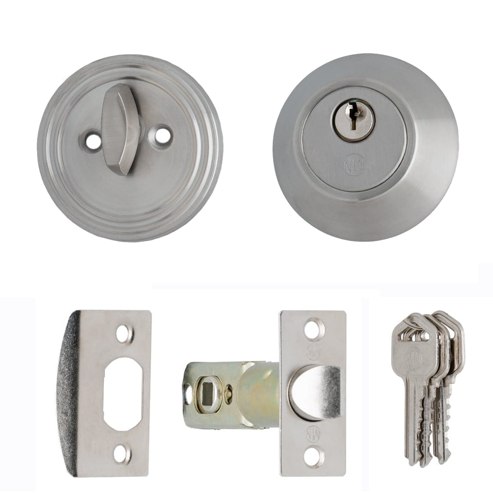 Miles Nelson Deadbolt Single Cylinder Key & Turn Satin Nickel