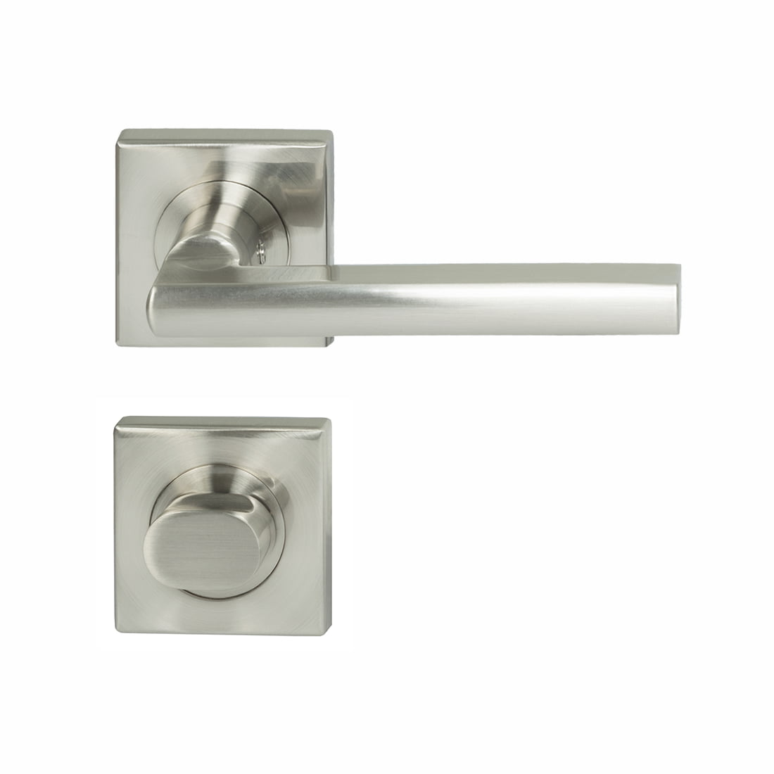 Miles Nelson Parma Square Rosette Lever Set Satin Nickel