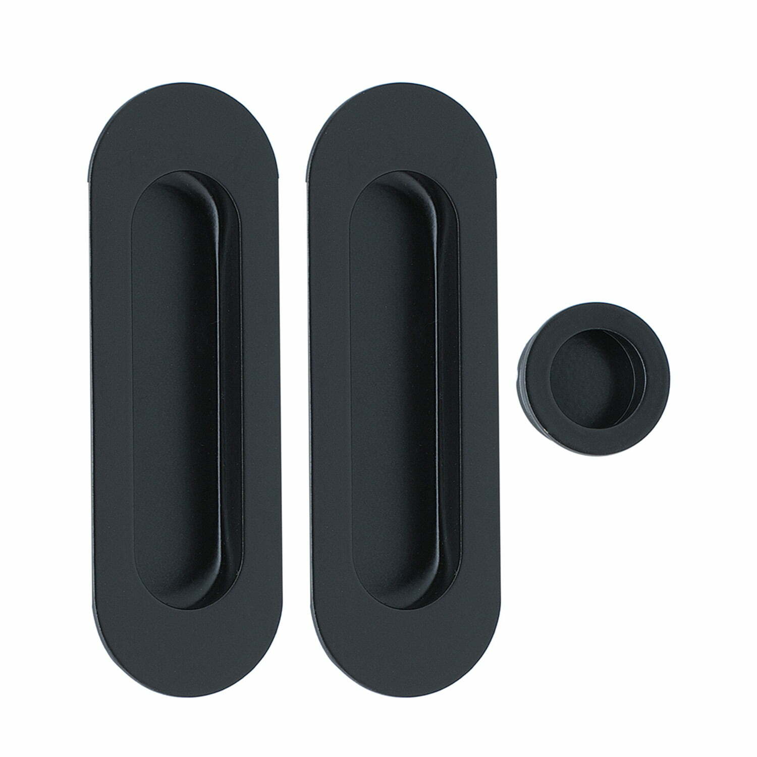Miles Nelson Oval Round Edge Flush Pull Kit Matt Black