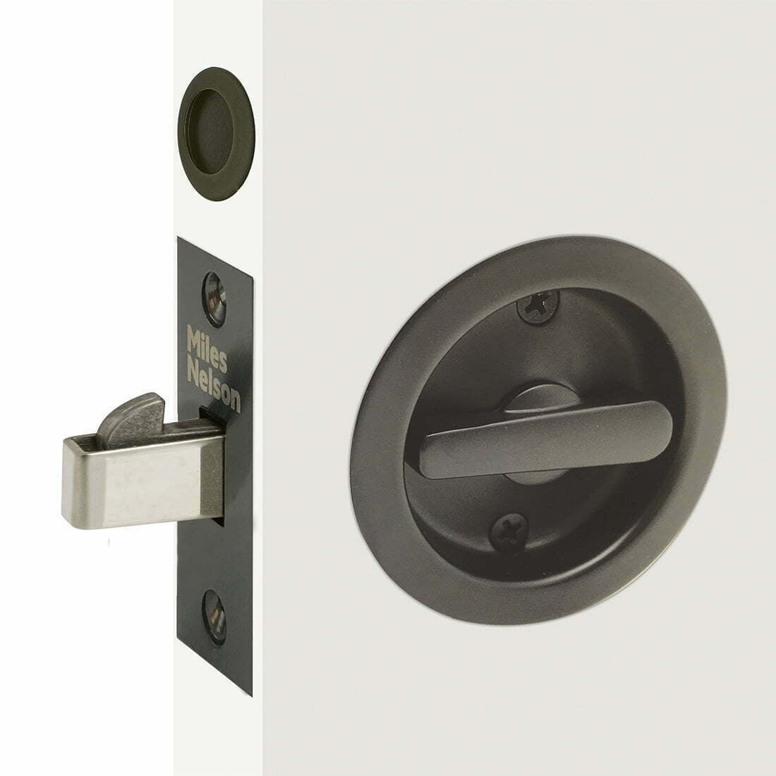Miles Nelson Round Cavity Slider Privacy Satin Graphite