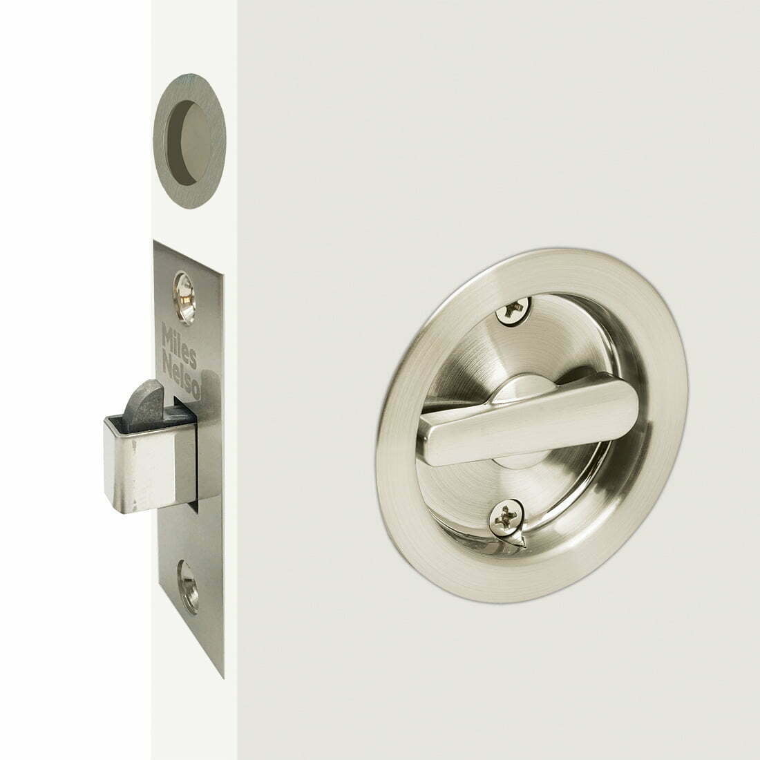 Miles Nelson Round Cavity Slider Privacy Satin Nickel